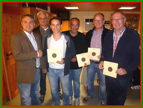 v.l. Hauptmann des TSV Bildung Rüdiger Kreis, Gerald Gretschel, Jan Grünheit, Carsten Meyer, Maik Renner und Ralf Renner 